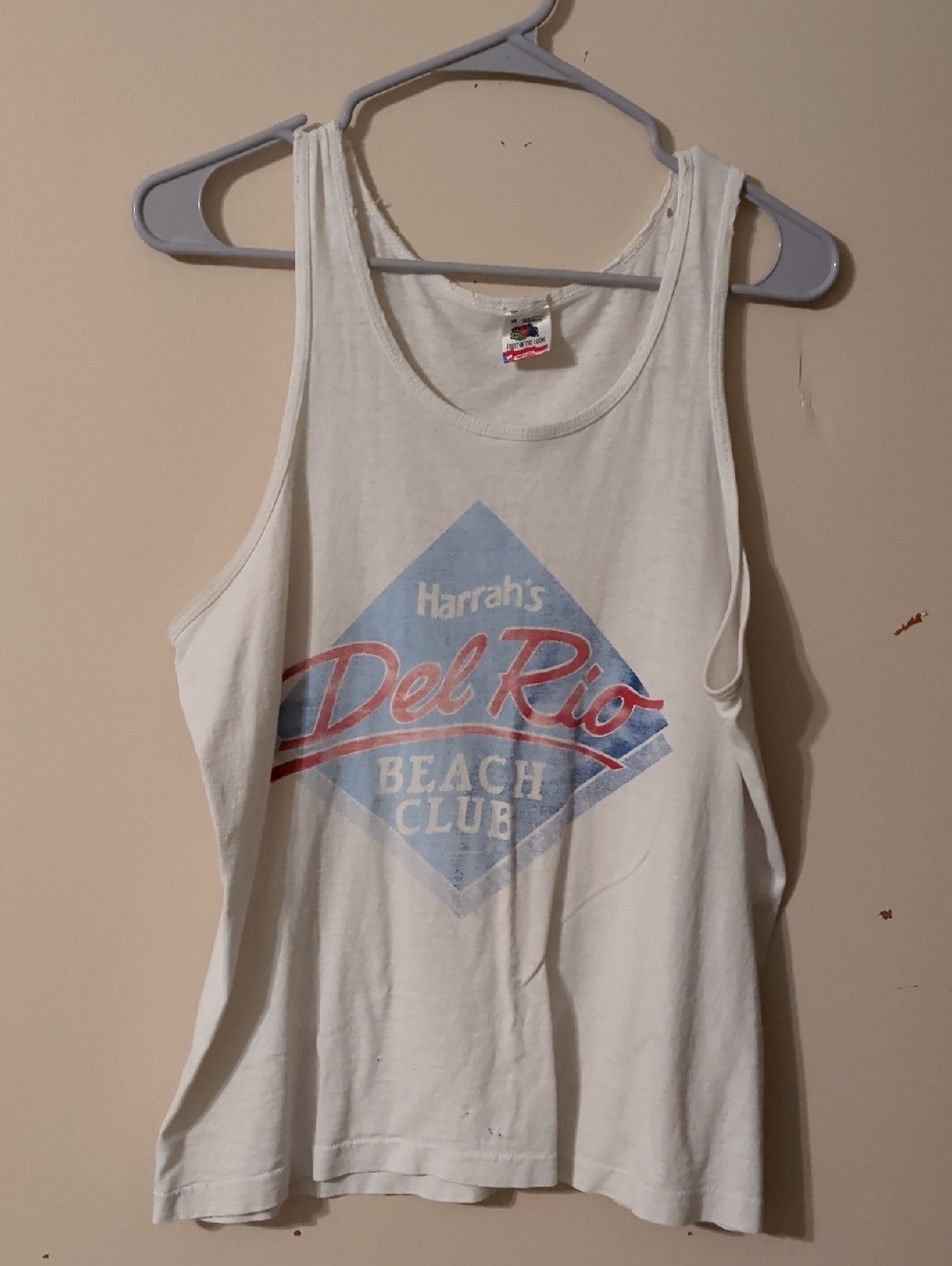 Fruit of the Loom White Tank with Multi-Color Logo - Vintage